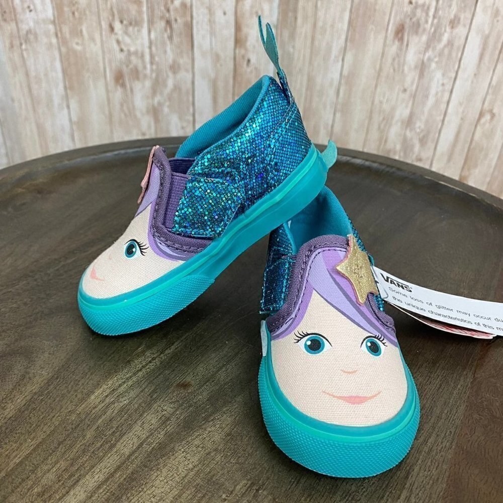 Vans Asher V Mermaid Latigo Blossom Bay Slip On Sneaker Size 4.5